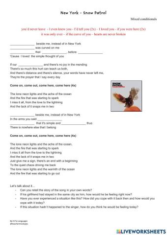 New York (Snow Patrol) - Teaching mixed conditionals with a song
