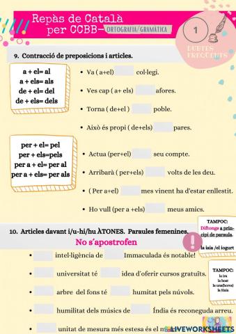 REPÀS CCBB. DUBTES FREQÜENTS 4- Contracció i apostrofació i-u