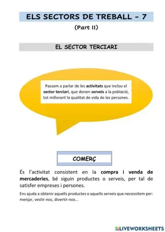 Els sectors de treball - 7 (Part II)
