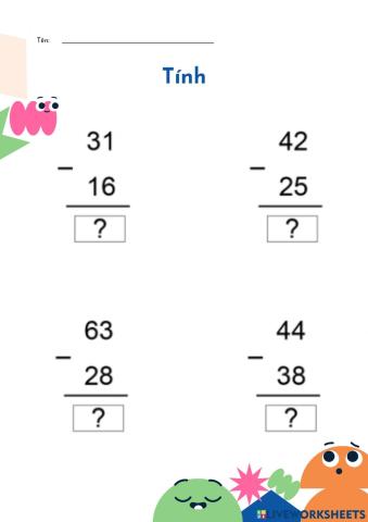 Phép trừ trong phạm vi 100