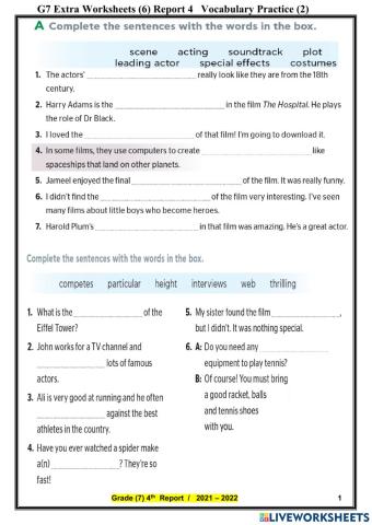 04. G7 Extra Worksheets (4) Report 4   Reading Practice (2)