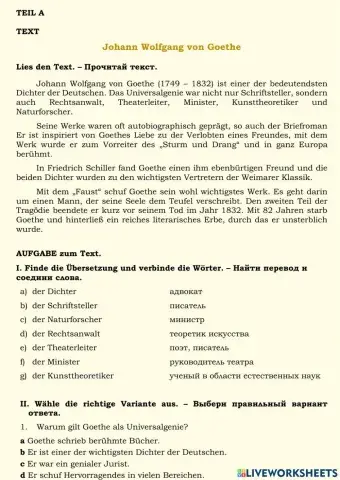 TEXT №2 -Johann Wolfgang von Goethe-