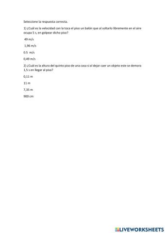 Problemas de caída libre de cuerpos