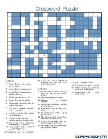 Crossword puzzle food