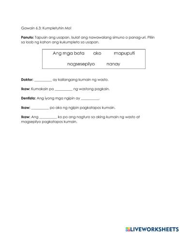 Pagbuo ng Wasto at Payak na Pangungusap