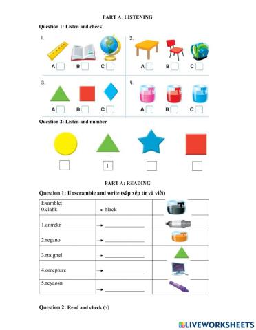 Test:Things for school & color and shapes