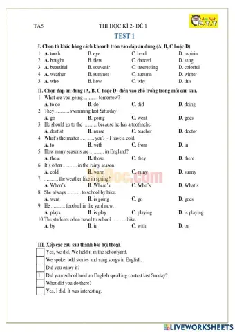 Ta5- test 1 semester 2