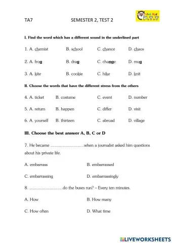 Ta7 semester 2- test 2