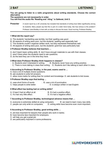 Listening and writing