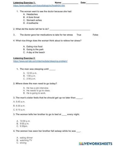 Stress Management Listening Exercise