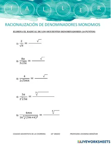 Racionalización Monomios