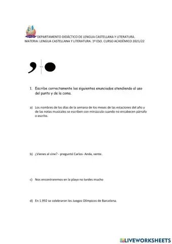 Uso del punto y de la coma