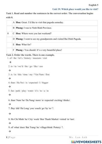 Unit 19: Which place would you like to visit?