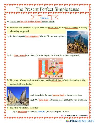 The Present Perfect Simple tense explanation and exercises