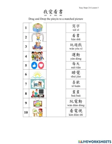 Activities-vocab line