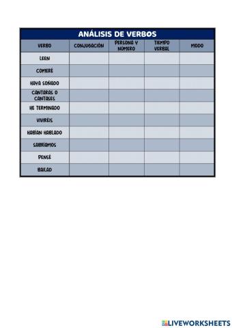 ficha verbos