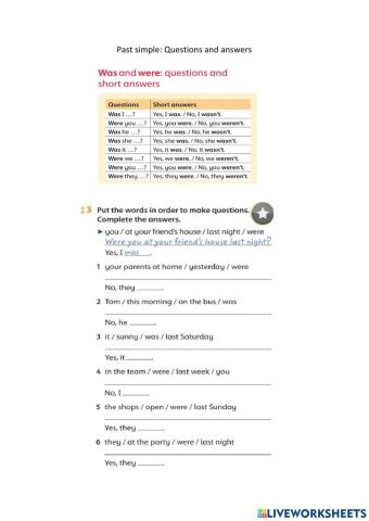 O2 Review - Questions Simple Past Was-Were.DId