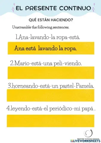 Presente continuo en español