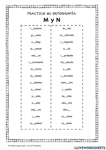 Repaso ortografía m-n