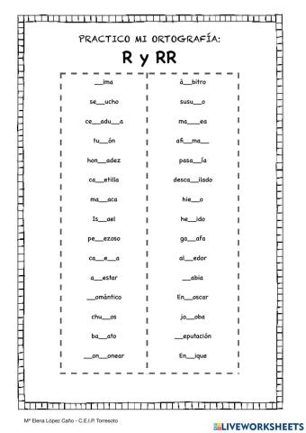 Repaso ortografía r - rr