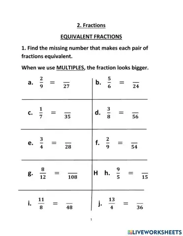 Equivalent Fractions