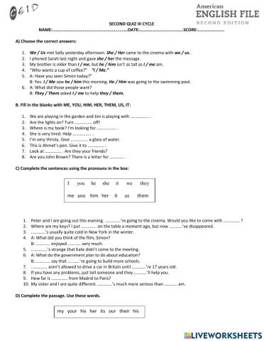 Second quiz iii cycle