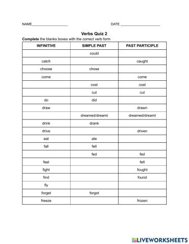 Verbs Quiz 2 CAN - FREEZE