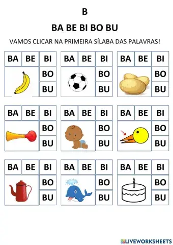 Clique na primeira sílaba