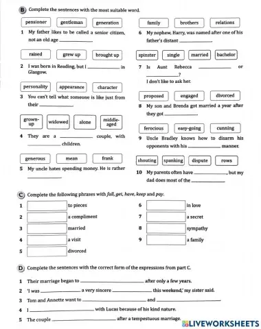 Vocabulary Exercises