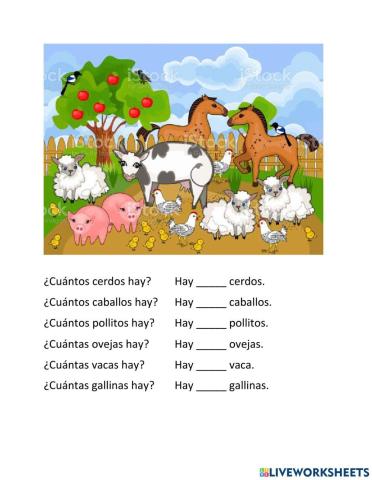 Contando animales de la granja