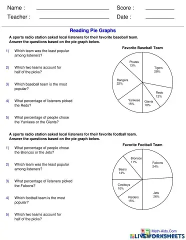 Read and interpret pie graphs