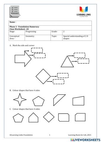 Phase 1– Foundation Numeracy Class Worksheet -20