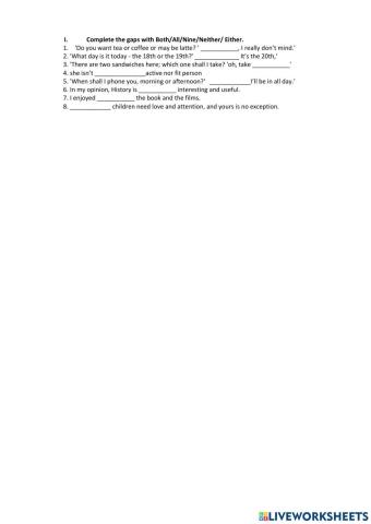 Grammar Both-All-None-Neither-Either