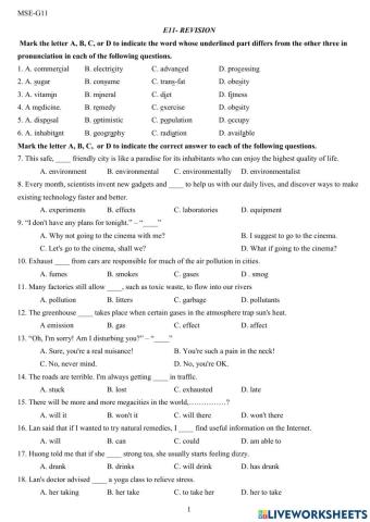 E11- revision for the second term test