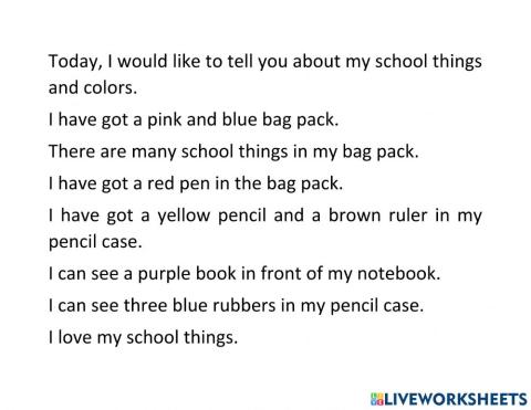 Worksheet unit 6 Academy star 1