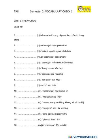 Ta8 vocabulary check unit 12