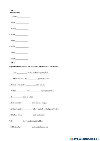 Present Continuous (h-w)
