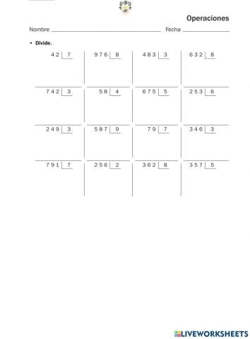 Divisiones de una cifra