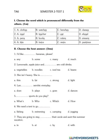 Ta6 semester 2 test 1