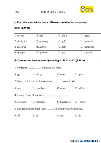 Ta6 semester 2 test 2
