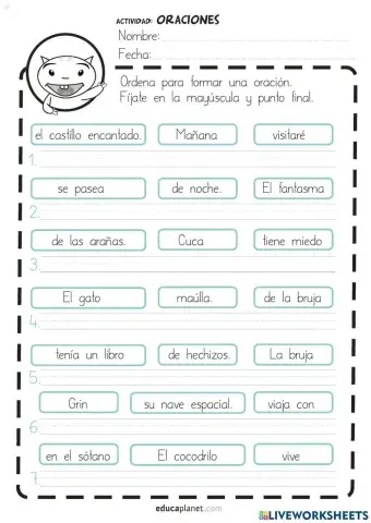 Ordenar palabras y frases