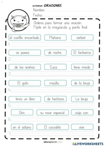 Ordenar palabras y frases