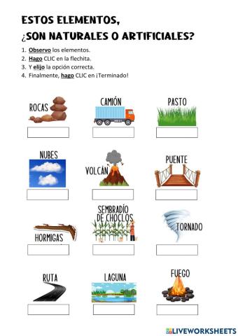 Estos elementos, ¿son naturales o artificiales?