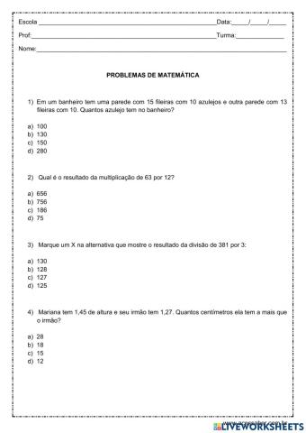 Problemas de matemática