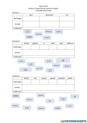 Análisis oraciones simples Latín