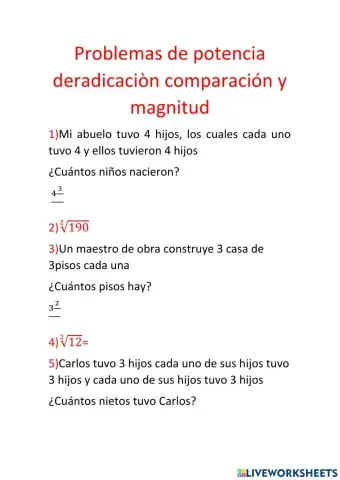 Potencias y raiz cuadrada
