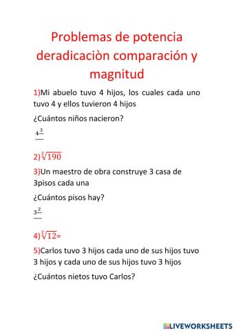 Potencias y raiz cuadrada