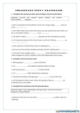 Vocabulary: travelling