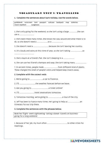 Vocabulary: travelling