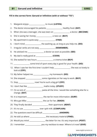 Verb Patterns (infintive, gerund)